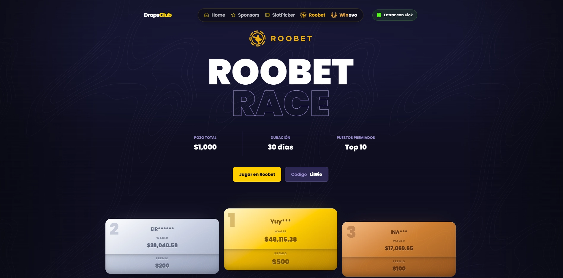 DropsClub — Roobet Race