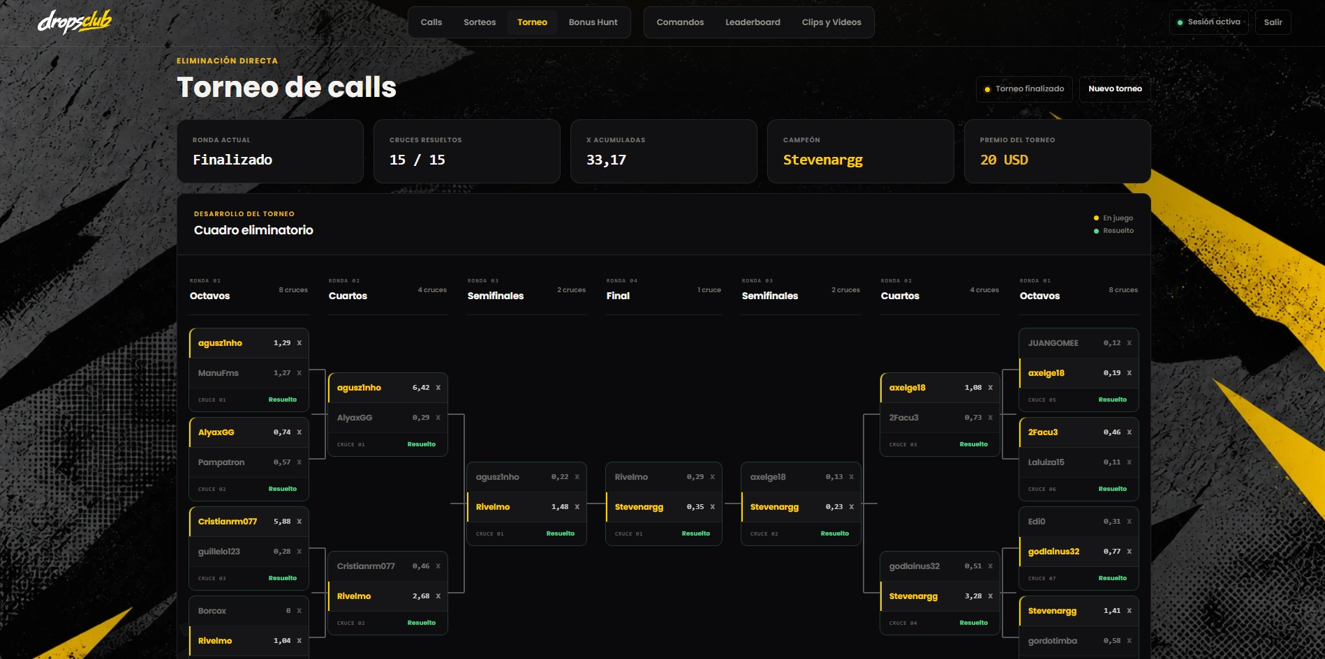 DropsClub — Torneo · el cuadro