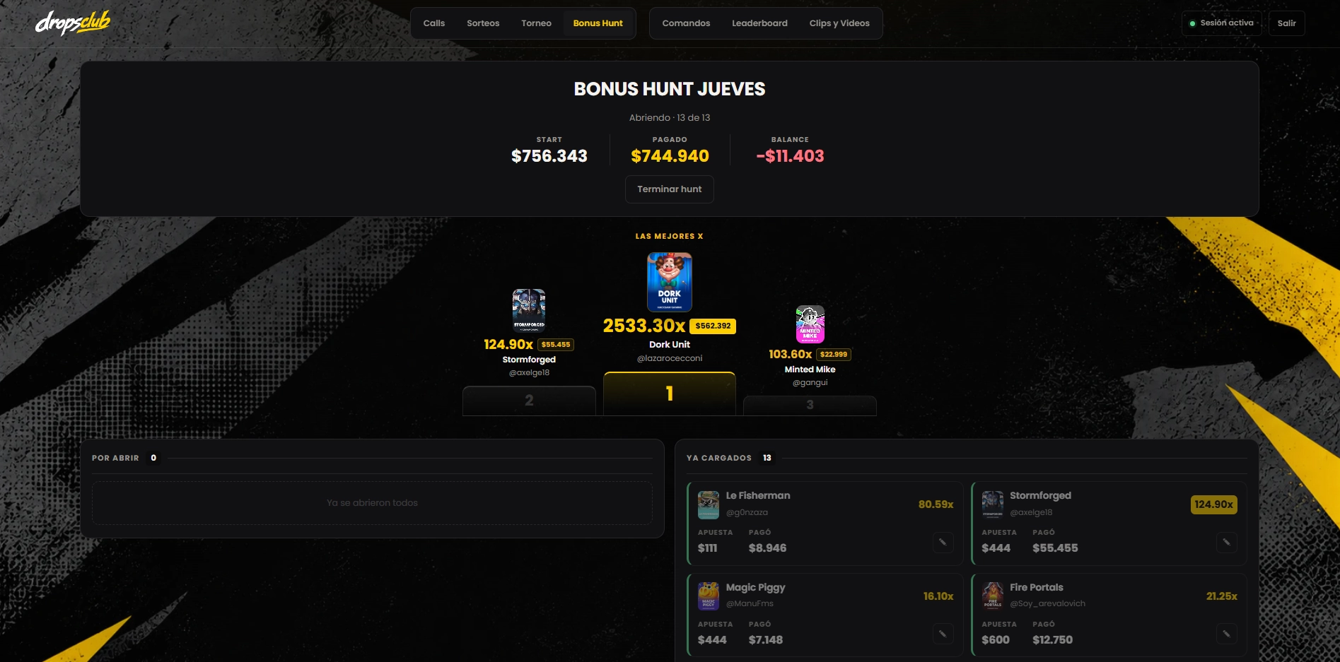 DropsClub — Bonus Hunt · abriendo