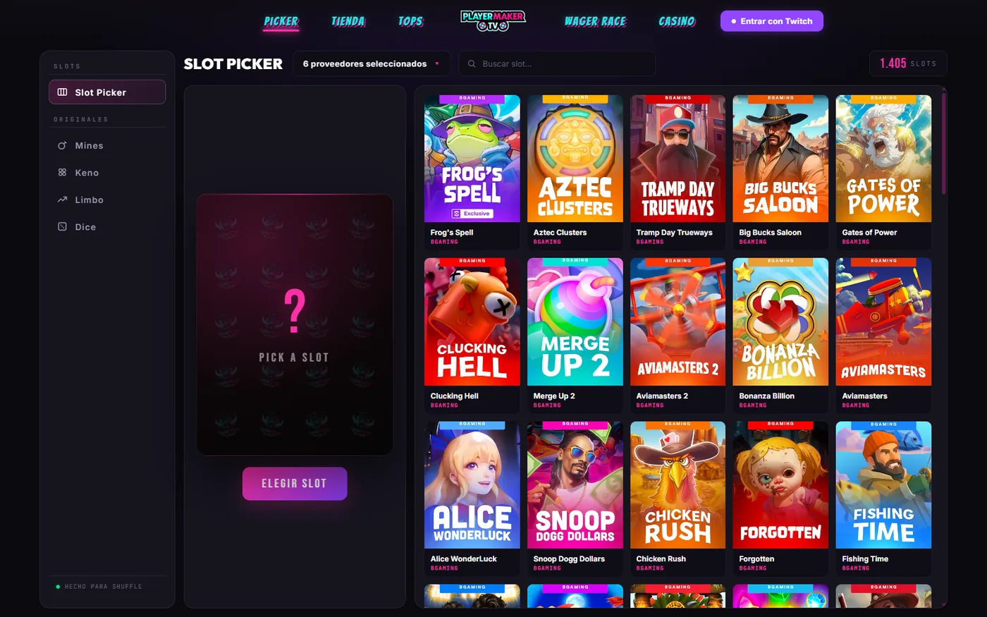 PlayerMaker TV — Slot Picker