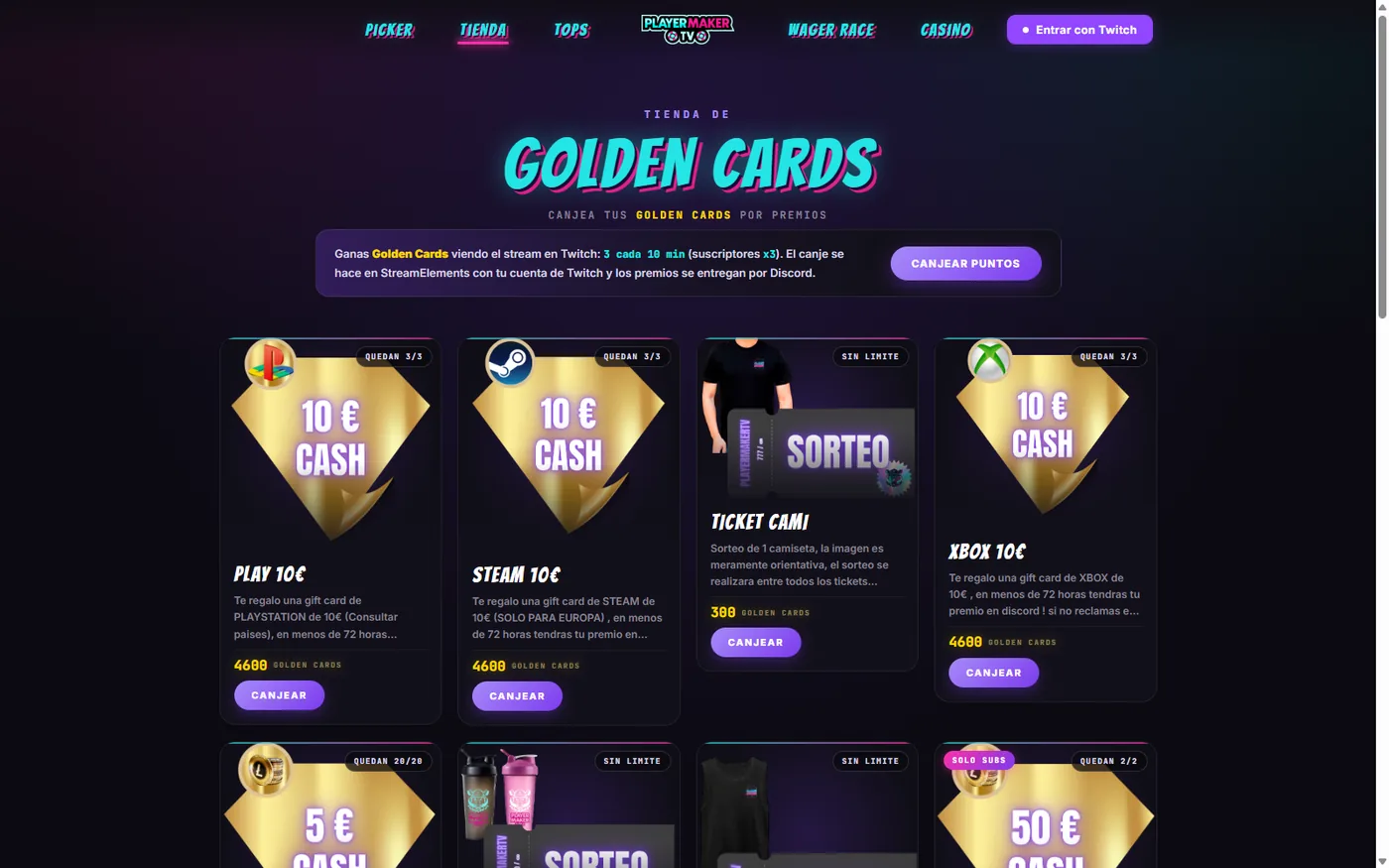 PlayerMaker TV — Tienda
