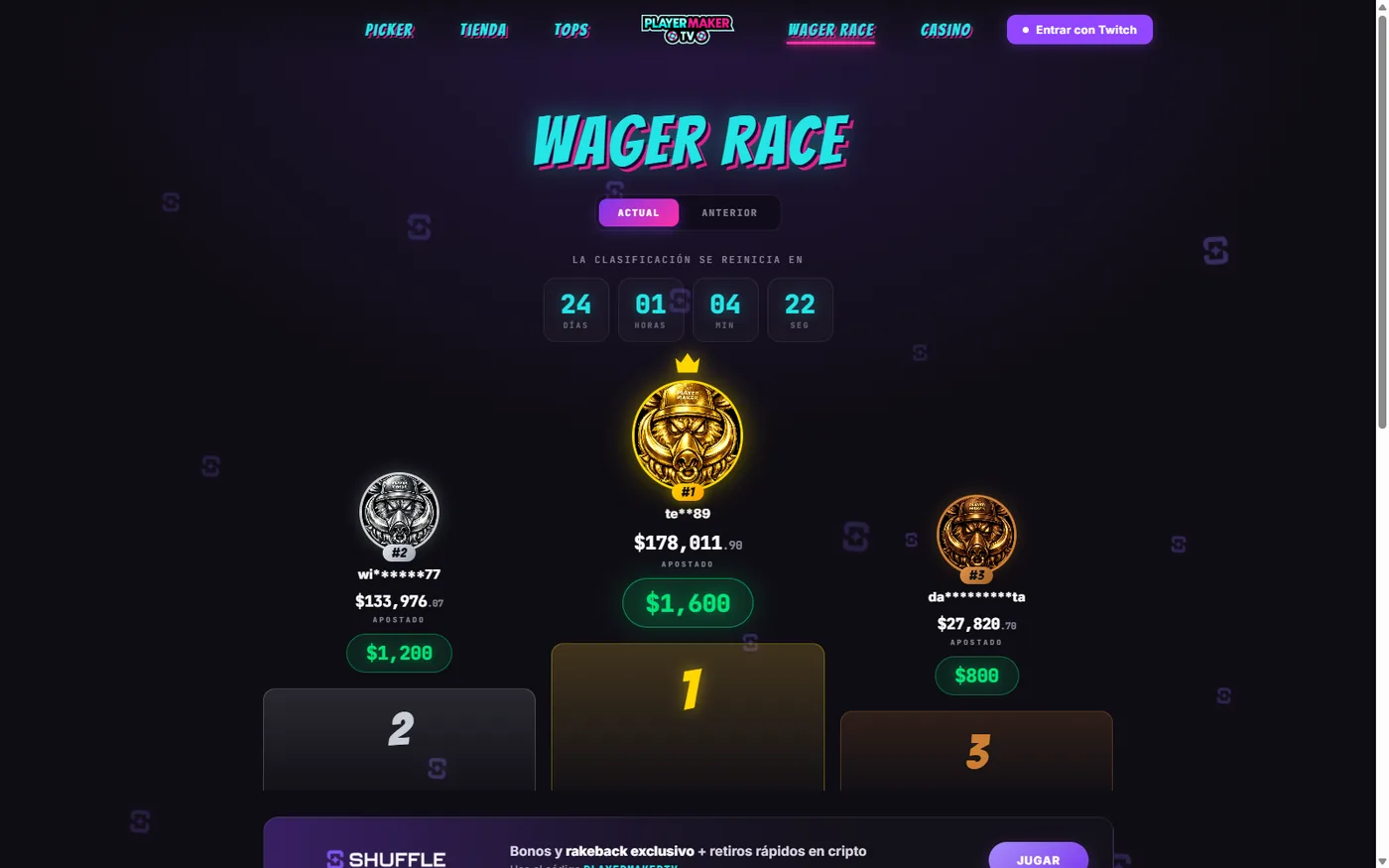 PlayerMaker TV — Wager Race